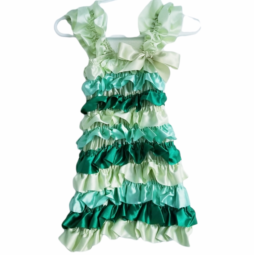 Tutu & Lulu Satin Ruffle Tiered Bow Dress